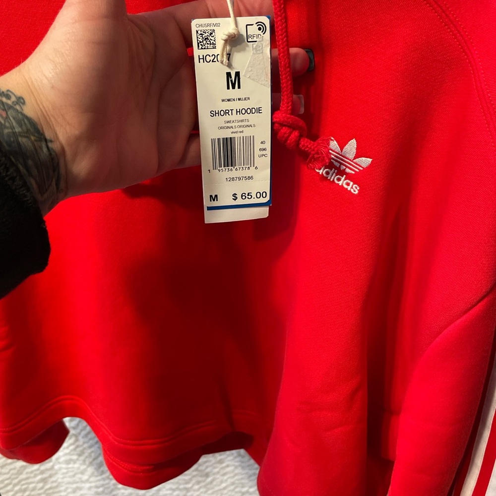 Adidas cropped hooded sweatshirt NWT